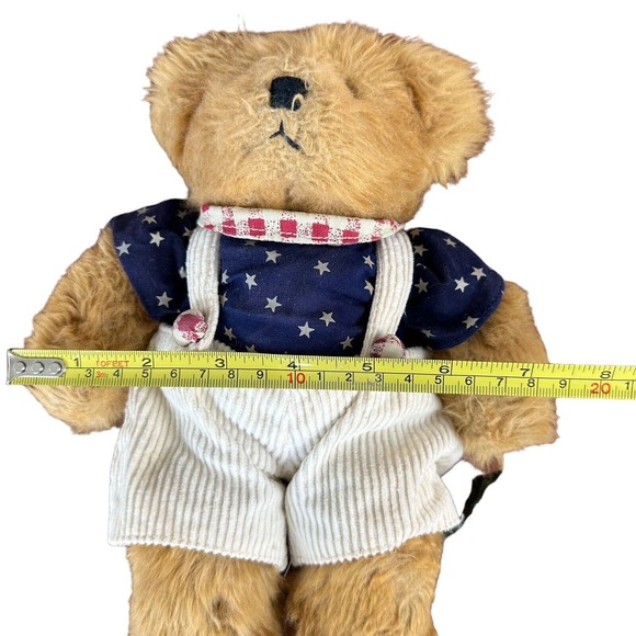 Vintage Russ Berrie & Co 'Franklin' Plush Patriotic 11" Teddy Bear Overalls - Picture 4 of 7